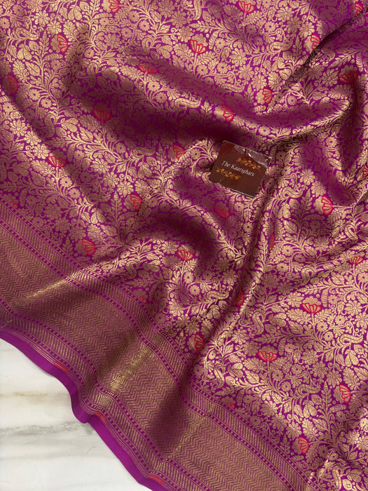 Magenta Pure Katan Banarasi Handloom Saree - Meenakari Brocade Work