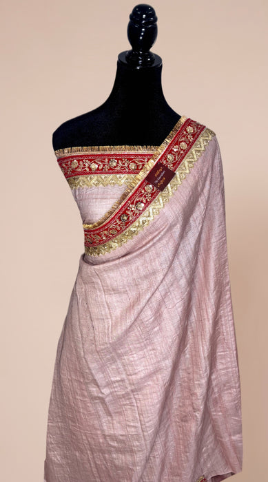 Pure Tussar Georgette Banarasi Handloom Saree - Designer Border