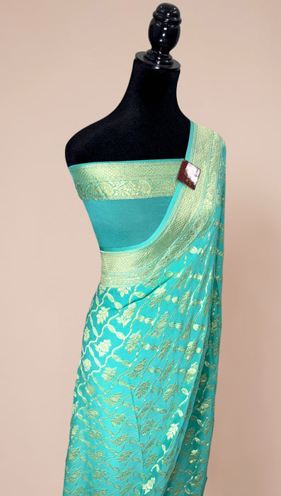 Khaddi Georgette Banarasi Handloom Saree - Water Zari
