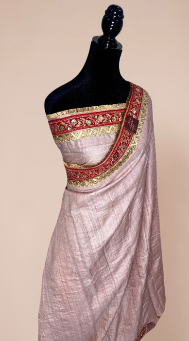 Pure Tussar Georgette Banarasi Handloom Saree - Designer Border