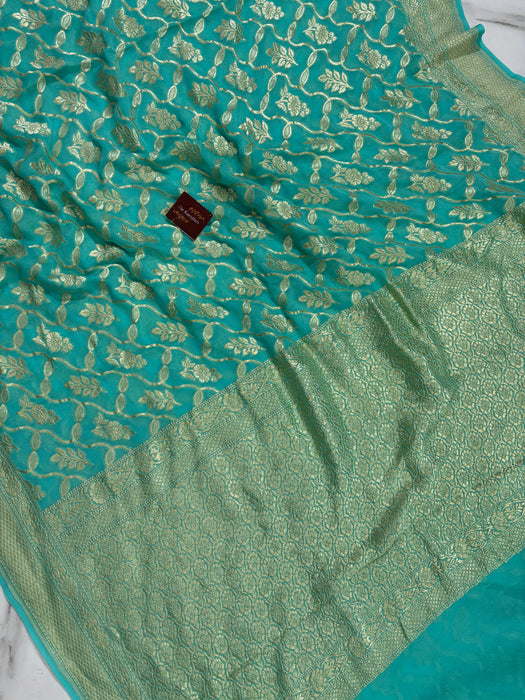 Khaddi Georgette Banarasi Handloom Saree - Water Zari