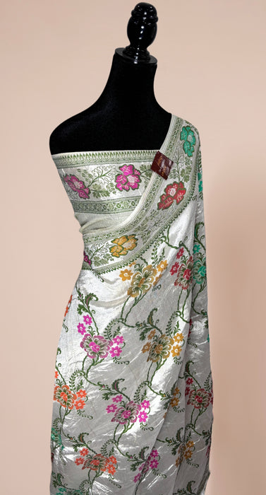 Pure Tussar Georgette Banarasi Handloom Saree - Brocade Meenakari