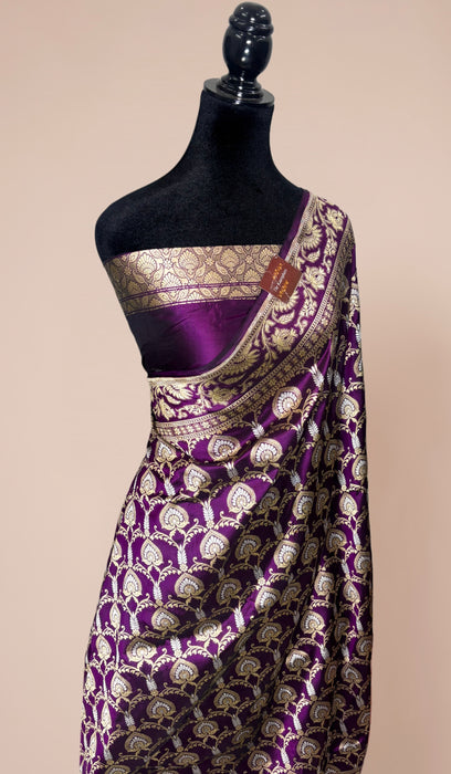 Magenta Pure Katan Banarasi Handloom Saree - Sona Roopa
