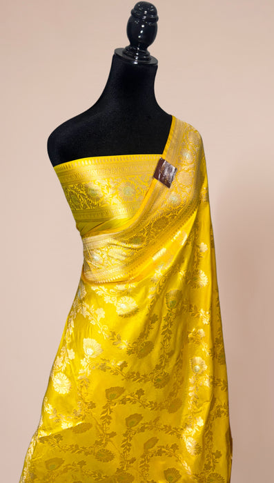 Yellow Pure Katan Banarasi Handloom Saree - Sona Roopa
