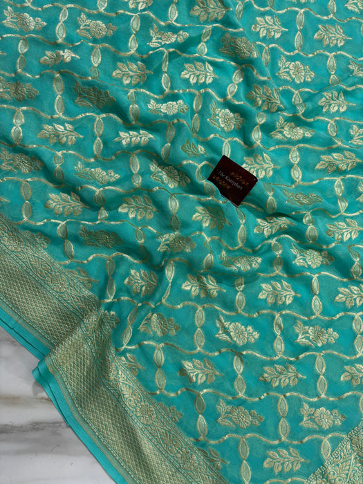 Khaddi Georgette Banarasi Handloom Saree - Water Zari