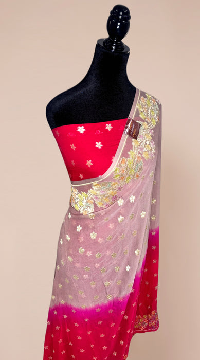 Khaddi Georgette Banarasi Handloom Saree - Meenakari with Designer Border