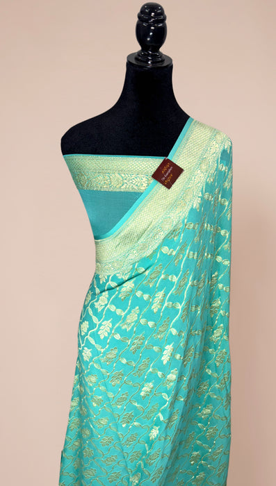 Khaddi Georgette Banarasi Handloom Saree - Water Zari