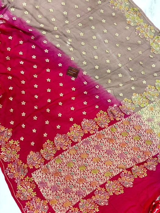 Khaddi Georgette Banarasi Handloom Saree - Meenakari with Designer Border